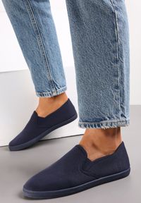 Born2be - Granatowe Tenisówki Materiałowe na Płaskiej Podeszwie Ediany. Kolor: niebieski. Materiał: materiał. Obcas: na płaskiej podeszwie #1