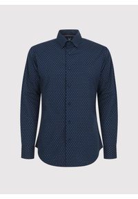 Pako Lorente - PAKO LORENTE – Granatowa koszula męska mikrowzór. Kolor: niebieski. Materiał: bawełna, elastan. Długość rękawa: długi rękaw. Długość: długie. Sezon: wiosna, lato #9