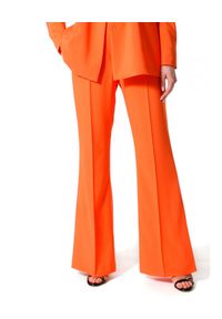 AGGI - Eleganckie spodnie z rozcięciami. Stan: podwyższony. Kolor: pomarańczowy. Materiał: tkanina. Styl: elegancki