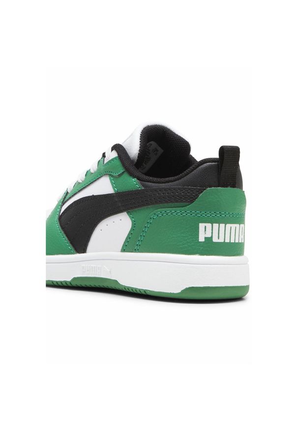 Puma - Dziecięce sneakersy Rebound V6 Lo PUMA White Black Archive Green. Kolor: czarny, zielony, biały, wielokolorowy