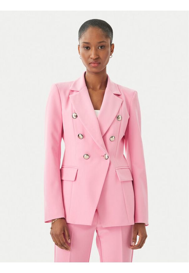 Maryley Marynarka 26EB139/43BB Różowy jasny Regular Fit. Kolor: różowy. Materiał: syntetyk