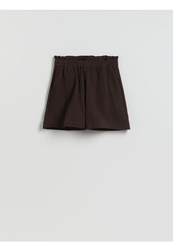 Reserved - Bawełniane szorty - ciemnobrązowy. Kolor: brązowy. Materiał: bawełna
