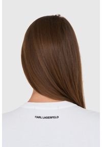 Karl Lagerfeld - KARL LAGERFELD Biały t-shirt z kotem. Kolor: biały. Materiał: bawełna