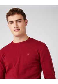 Wrangler - WRANGLER CREW KNIT MĘSKI SWETER KLASYCZNY BIKING RED W8A02PX2G 112141656. Materiał: denim. Styl: klasyczny