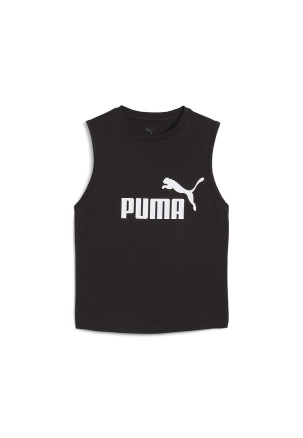 Puma - Damska wąska koszulka bez rękawów z logo No. 1 ESS PUMA Black. Kolor: czarny. Materiał: guma. Długość rękawa: bez rękawów. Wzór: nadruk. Sport: bieganie