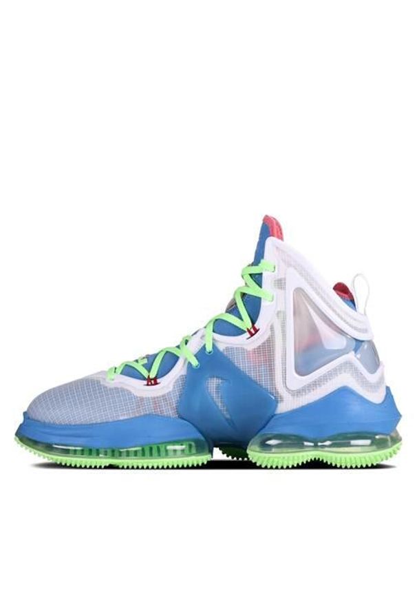 Buty koszykarskie męskie Nike Lebron 19. Kolor: wielokolorowy, niebieski, czarny. Materiał: materiał, syntetyk. Szerokość cholewki: normalna. Sport: koszykówka