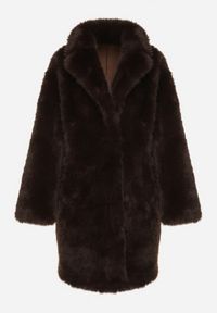 Born2be - Brązowy Płaszcz Futerko o Długim Kroju Otirena. Okazja: na co dzień. Kolor: brązowy. Materiał: futro. Długość: długie. Styl: casual, elegancki #7
