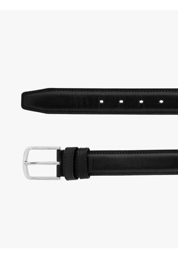 Ryłko - Czarny pasek ze skóry licowej. Kolor: czarny. Materiał: skóra. Styl: street