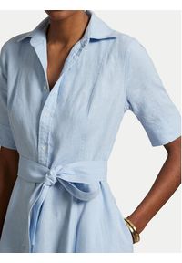 Polo Ralph Lauren Sukienka koszulowa 211969139001 Błękitny Regular Fit. Typ kołnierza: polo. Kolor: niebieski. Materiał: len. Typ sukienki: koszulowe #4