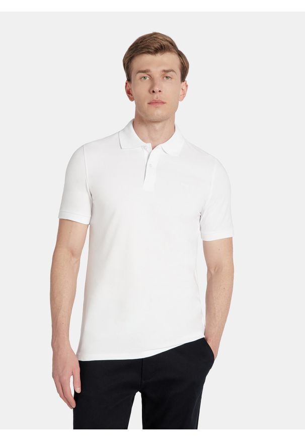 Pako Lorente - PAKO LORENTE - T-shirt polo w białym kolorze. Typ kołnierza: polo. Kolor: czarny, różowy, biały. Materiał: bawełna, elastan