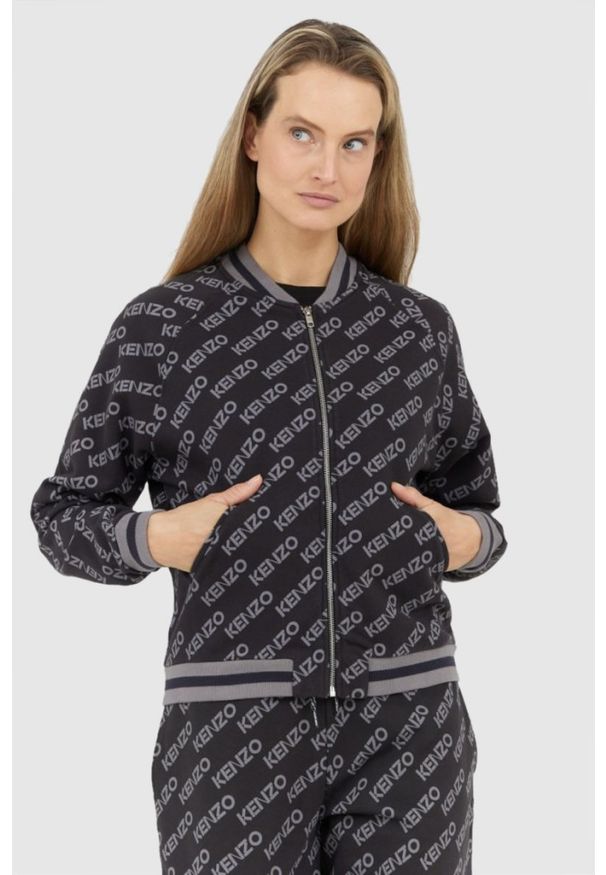 Kenzo - KENZO Rozpinana bluza damska w logo, Rozmiar S. Kolor: czarny