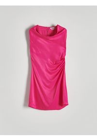 Reserved - Satynowa sukienka mini - fuksja. Kolor: różowy. Materiał: satyna. Długość: mini