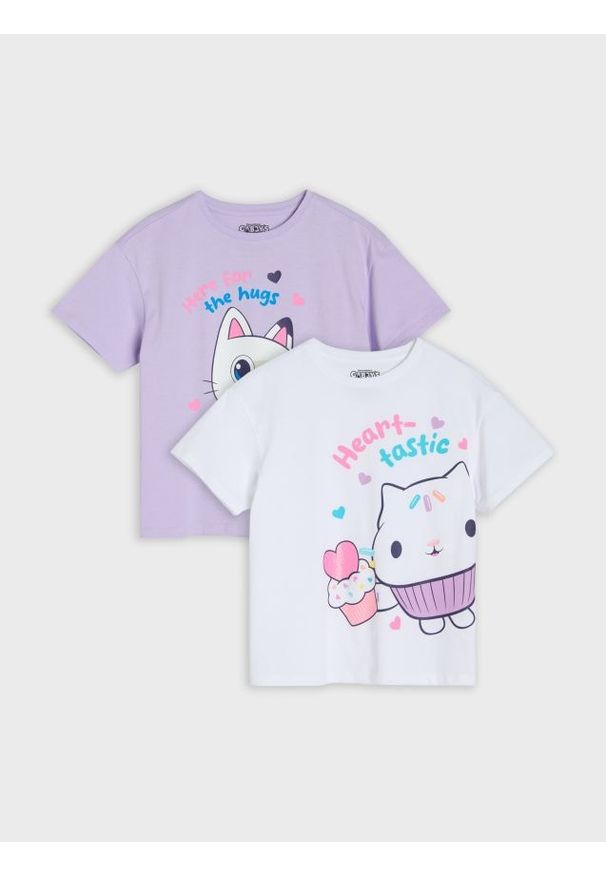 Sinsay - Bawełniane koszulki z nadrukiem Gabby's Dollhouse 2 pack - wielobarwny. Materiał: bawełna. Wzór: nadruk