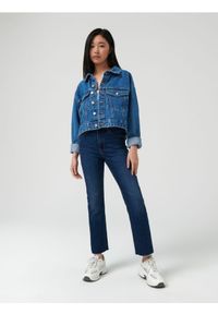 Sinsay - Jeansy slim mid waist - granatowy. Kolor: niebieski