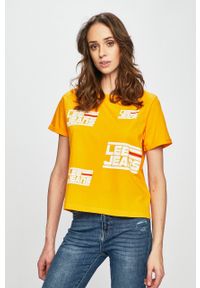 Lee - LEE CROPPED GRAPHIC DAMSKI T-SHIRT KOSZULKA RADIANT YELLOW L44TEPLG 112109987