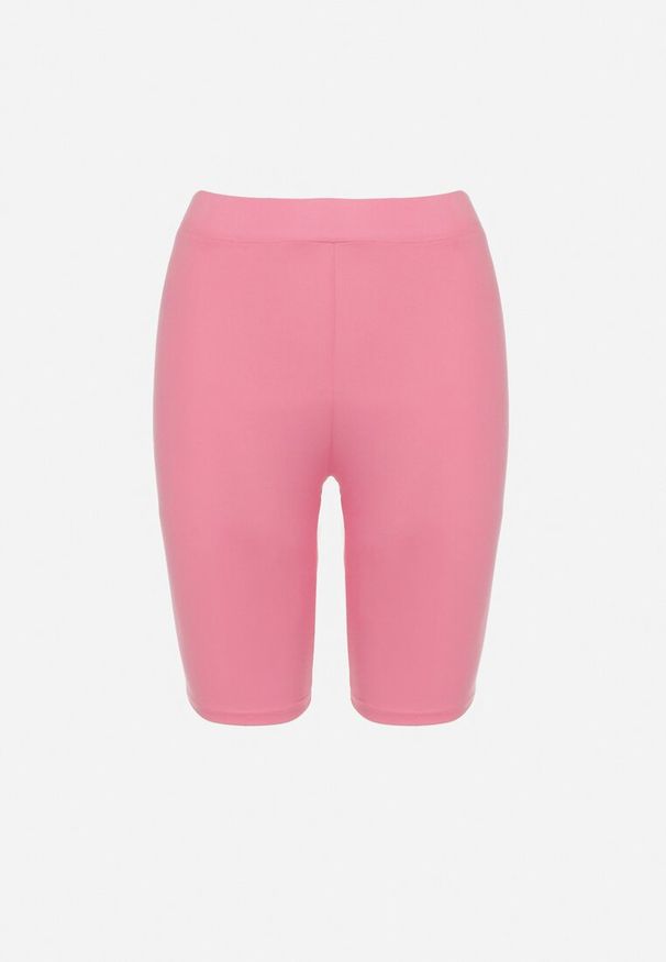 Born2be - Jasnoróżowe Bawełniane Szorty Kolarki przed Kolano z Elastyczną Gumką w Pasie Harmmonia. Okazja: na co dzień. Kolor: różowy. Materiał: bawełna. Styl: elegancki, casual