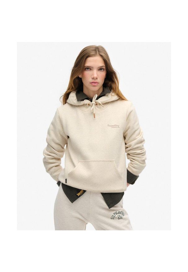 Bluza damska z kapturem Superdry Essential Logo. Typ kołnierza: kaptur. Kolor: beżowy