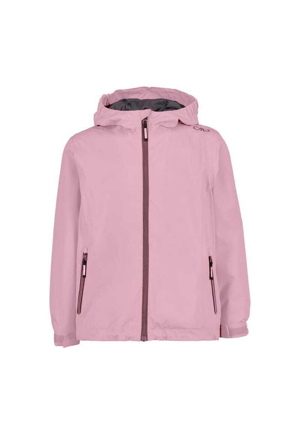 Kurtka impermeabilna z kapturem dla dziewczynki CMP. Typ kołnierza: kaptur. Kolor: różowy. Sport: turystyka piesza