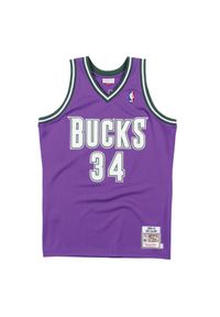 Mitchell & Ness - Autentyczny koszulkowy dres NBA Milwaukee Bucks Ray Allen 2000/01. Kolor: fioletowy. Materiał: dresówka. Sport: koszykówka #1