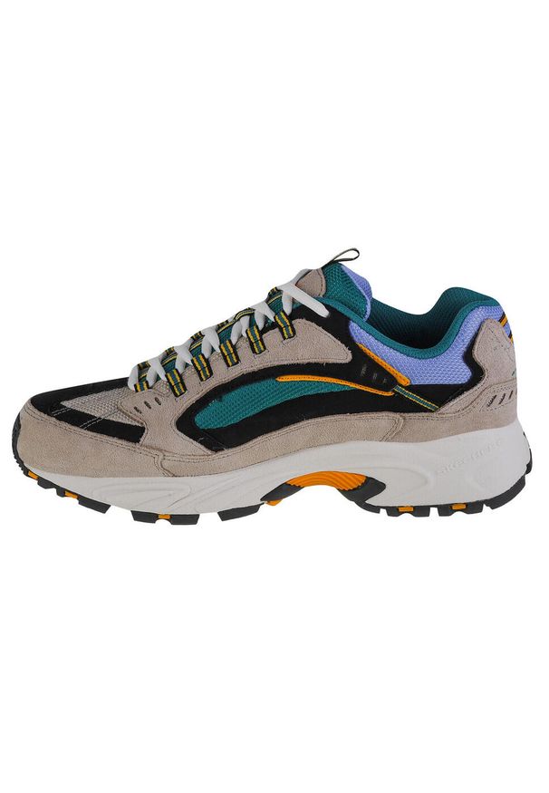 skechers - Buty sportowe Sneakersy męskie Skechers Stamina-Cutback. Kolor: biały, wielokolorowy, beżowy, niebieski. Sport: turystyka piesza