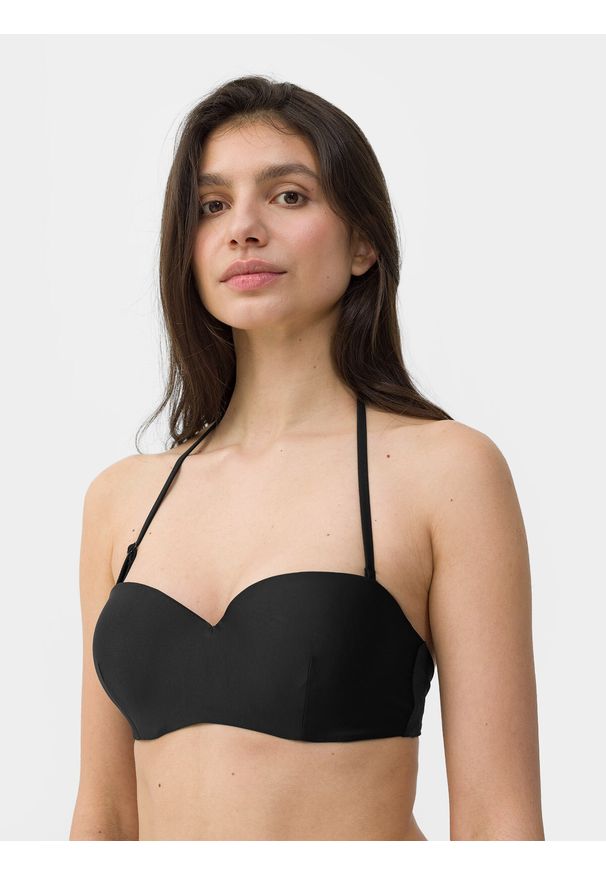4f - 4F Góra od bikini z materiałów z recyklingu damska L. Kolor: czarny. Materiał: materiał