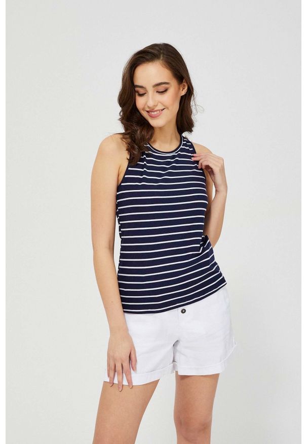 MOODO - Gładki top w paski. Materiał: poliester, elastan. Długość rękawa: na ramiączkach. Wzór: gładki, paski