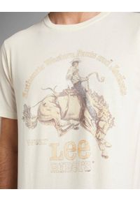 Lee - LEE SS RIDER TEE MĘSKI T-SHIRT KOSZULKA NADRUK LOGO ECRU L60VFEN. Wzór: nadruk