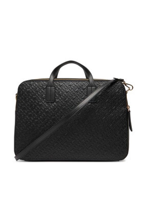 TOMMY HILFIGER - Tommy Hilfiger Torba na laptopa Th Icon Laptop Bag Mono AW0AW18003 Czarny. Kolor: czarny. Materiał: skóra
