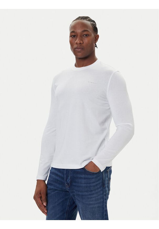 Bugatti Longsleeve 8330-85044D Biały Regular Fit. Kolor: biały. Materiał: bawełna. Długość rękawa: długi rękaw