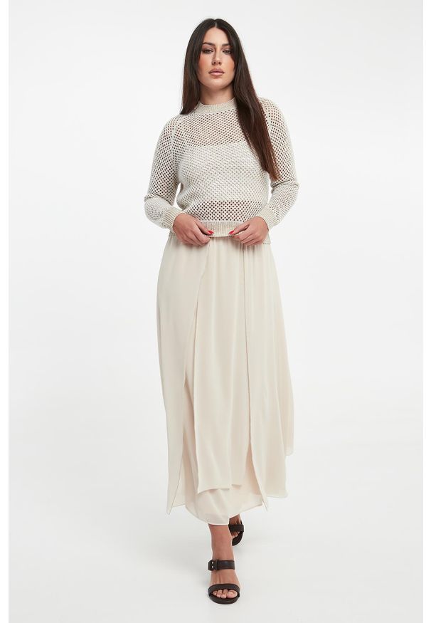 Sweter damski ażurowy z cekinami PESERICO. Wzór: ażurowy