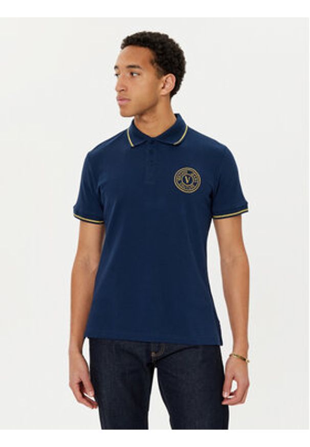 Versace Jeans Couture Polo 78GAGT00 Granatowy Regular Fit. Typ kołnierza: polo. Kolor: niebieski. Materiał: bawełna
