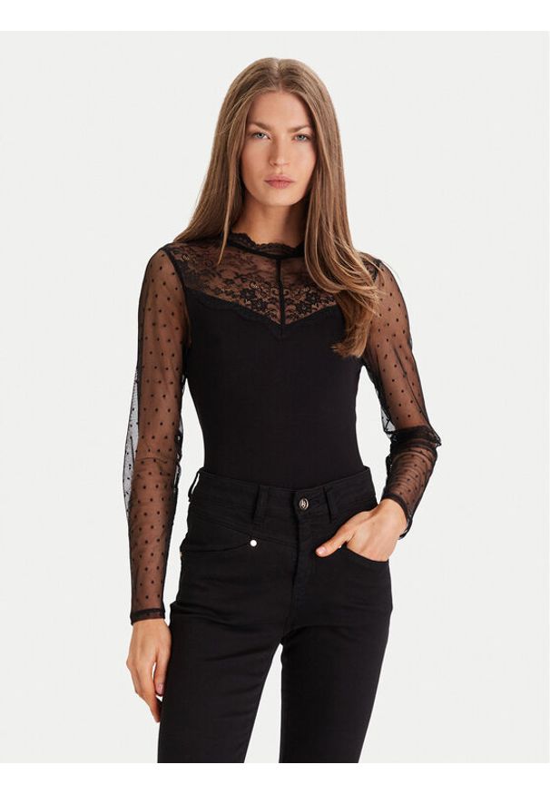 Morgan Bluzka 252-TGLOW Czarny Regular Fit. Kolor: czarny. Materiał: wiskoza
