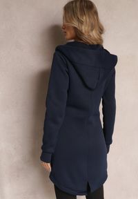 Renee - Granatowa Długa Bluza Ocieplona z Kapturem Ahella. Typ kołnierza: kaptur. Kolor: niebieski. Materiał: tkanina. Długość: długie. Sezon: zima, jesień #5