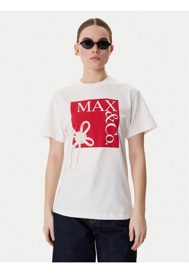 MAX&Co. T-Shirt Mcivolare 2618971016200 Écru Regular Fit. Materiał: bawełna