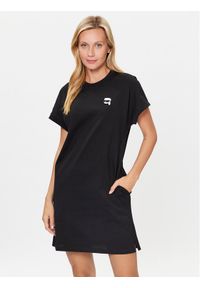 Karl Lagerfeld - Sukienka codzienna KARL LAGERFELD. Okazja: na co dzień. Typ kołnierza: dekolt w karo. Kolor: czarny. Typ sukienki: proste. Styl: casual #1