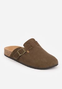 Born2be - Zielone Klapki w Stylu Chodaków na Korkowej Podeszwie z Klamrą Saleilla. Okazja: na co dzień. Kolor: zielony. Materiał: jeans. Sezon: lato. Styl: klasyczny, casual #6