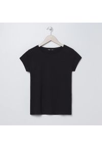 Sinsay - Koszulka - Czarny. Kolor: czarny. Wzór: gładki #1