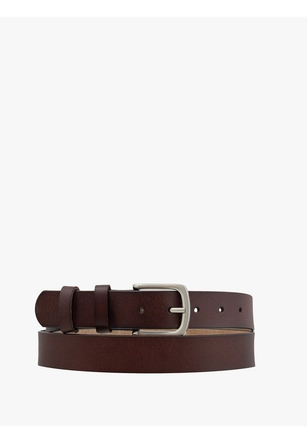 Ryłko - Ciemnobrązowy pasek męski ze skóry licowej PASEK MĘSKI. Kolor: brązowy. Materiał: skóra. Styl: klasyczny, street, elegancki, casual