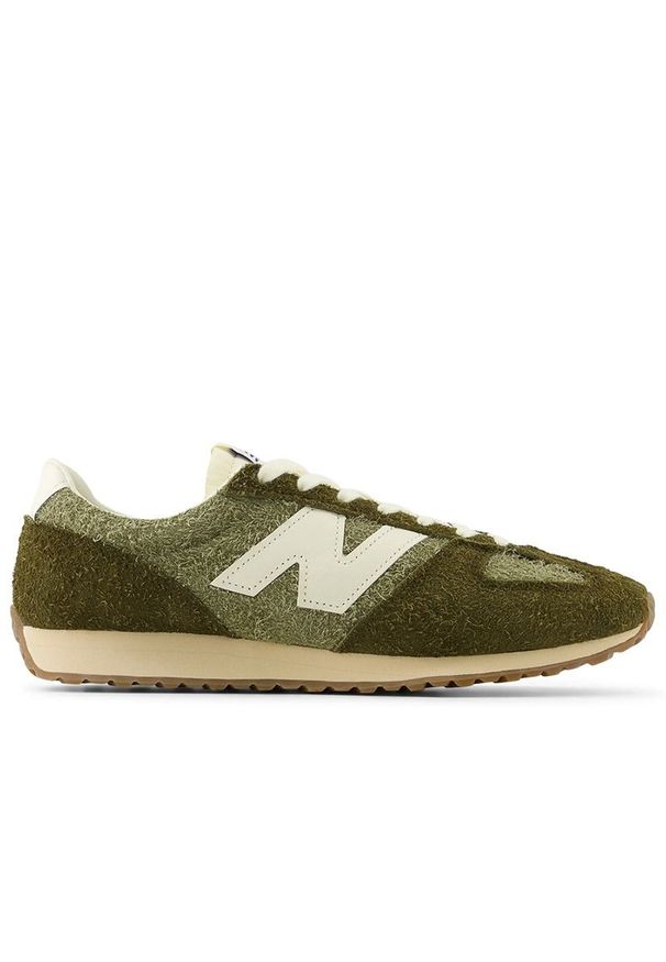 Buty unisex New Balance U471PSA - zielone. Kolor: zielony. Materiał: materiał, zamsz, syntetyk, guma, skóra. Szerokość cholewki: normalna. Wzór: jodełka