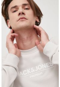 Premium by Jack&Jones bluza męska kolor szary z nadrukiem. Okazja: na co dzień. Kolor: szary. Wzór: nadruk. Styl: casual #3