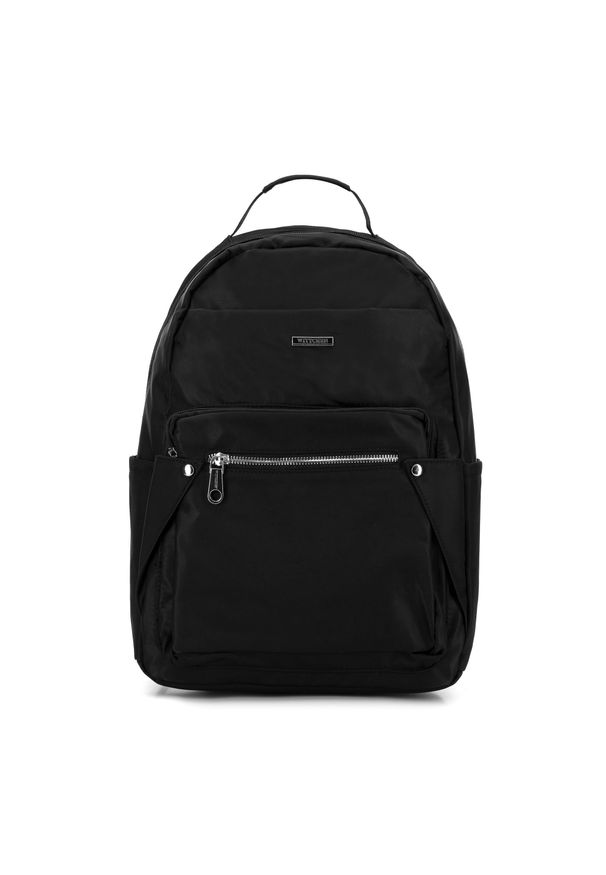 Wittchen - Damski plecak z nylonu z nitami. Kolor: wielokolorowy, czarny, srebrny. Materiał: nylon. Wzór: kwiaty. Styl: klasyczny, elegancki