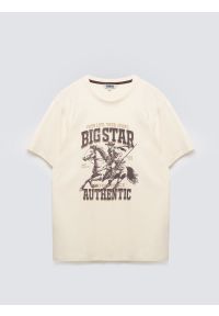 Big-Star - Koszulka męska z linii Authentic z nadrukiem perłowa Patter 103. Okazja: na co dzień. Kolor: kremowy. Materiał: dzianina, jeans, materiał. Wzór: nadruk. Styl: casual, klasyczny #1