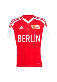 Adidas - Koszulka 1. FC Union Berlin 24/25 Home Kids. Kolor: czerwony, biały, wielokolorowy, różowy. Materiał: materiał