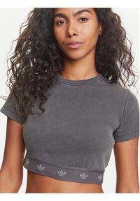 Adidas - adidas T-Shirt Ribbed JD0041 Szary Slim Fit. Kolor: szary. Materiał: bawełna #2