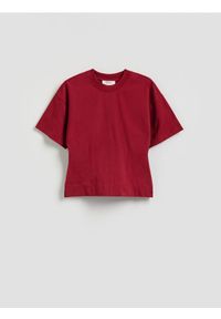 Reserved - Taliowany t-shirt - intenstywna czerwień. Kolor: czerwony. Materiał: bawełna, dzianina #1