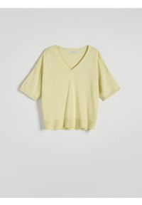 Reserved - Bluzka z wiskozą - jasnożółty. Kolor: żółty. Materiał: wiskoza. Wzór: gładki #1