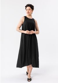 Volcano - Sukienka oversize z lnem G-MAKAYLA. Materiał: len. Długość rękawa: bez rękawów. Wzór: aplikacja. Typ sukienki: oversize. Styl: elegancki #1