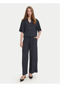 Marella Spodnie palazzo Vivaio 2513131054 Granatowy Wide Leg. Kolor: niebieski. Materiał: acetat #2