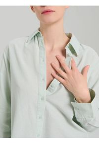 Sinsay - Bawełniana koszula oxford - zielony. Kolor: zielony. Materiał: bawełna
