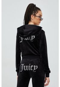 Juicy Couture bluza damska kolor czarny z kapturem z aplikacją. Okazja: na co dzień. Typ kołnierza: kaptur. Kolor: czarny. Wzór: aplikacja. Styl: casual #3